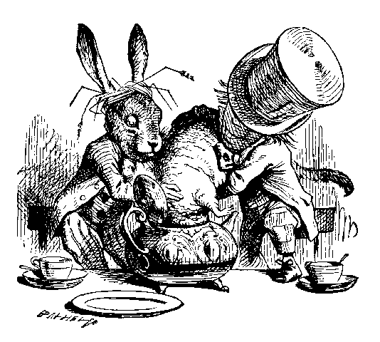 El Sombrerero y la Liebre remojando al Lirón